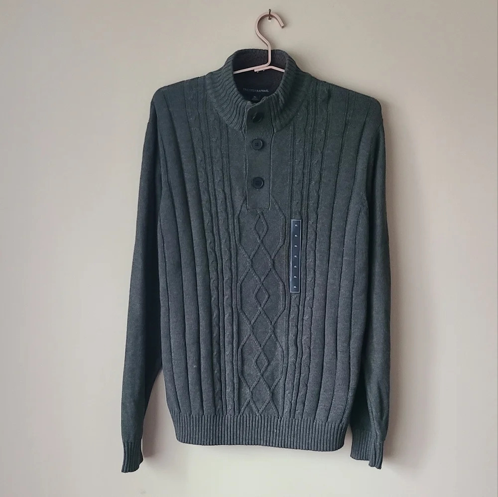 NWT Tricots St. Raphael men's sweater sz.XL army color mock neck